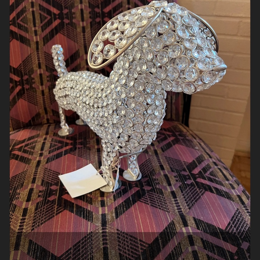 Large Sparkling Crystal Dachshund Statue